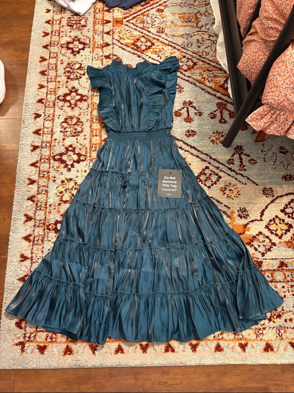 Lulus Take a Glance Emerald Green Tiered Mock Neck Midi Dress